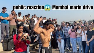 when bodybuilder go shirtless mumbai marine drive 😱 girl reaction crazy [upl. by Ellebana981]