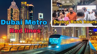 Trip on Dubai metro red lines from Al rashidiya Centrepoint to Union  Rush hour time dubaimetro [upl. by Kerat]