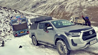 Crazy Toyota Hilux Pulled 8 Tons Oil Tanker To Shinkula Pass On Icy Inclines  Ladakh 2023 EP16 [upl. by Feola606]