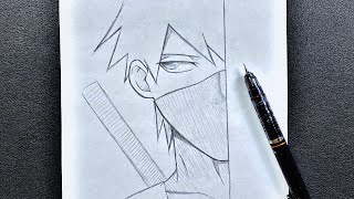 Anime sketch  how to draw Kakashi half face easy stepbystep [upl. by Eivi]