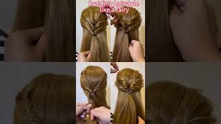 Braiding hairstyle like a fairy hairstyle beauty hairstyles bunhairstle hairtutorial [upl. by Ojimmas]