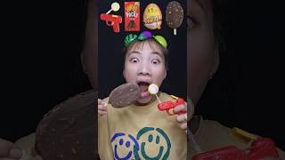 candy guns🔫 chocolate sticks🥡 dinosaur eggs🦖 frozen chocolate ice cream🍦 food funny shorts [upl. by Brechtel]