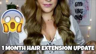 1 MONTH TAPE IN HAIR EXTENSIONS UPDATE  Full Shine Hair Extensions [upl. by Eislel]