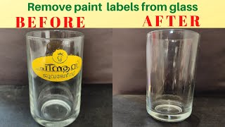 How to remove printed paint labelslogosnames from glass items Simple and Easy way [upl. by Chalmers]