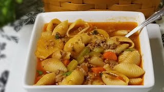 How to make SOPA DE CONCHITAS CON CARNE MOLIDA  Pasta shells with ground beef soup ❤ [upl. by Catlin763]