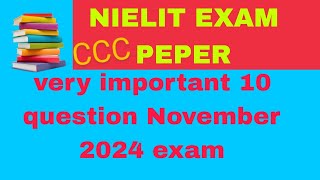 NIELIT CCC exam November 2024 ke liye 10 important question November 2024 [upl. by Ahsel]