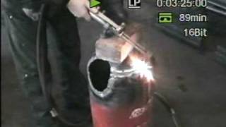 gas bottle stove 2 solid fuel burning stove old recycled gas bottlewith back boiler [upl. by Gustav]