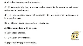 Afirmaciones sobre conjuntos numéricos 3  Examen de Admisión Universidad Nacional de Colombia [upl. by Nitsirc]