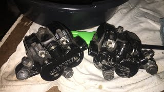 Shop Time Removing Seized Front Brake Calipers  1983 Honda V65 Magna VF1100C how do brakes work [upl. by Neladgam]