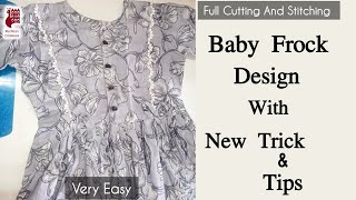 Baby Girl Frock With New Trick amp Tips  Baby Frock Cutting And Stitching [upl. by Atteram544]