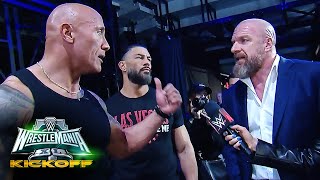 The Rock curses out Triple H following Cody Rhodes altercation WrestleMania XL Kickoff [upl. by Siuqcram952]