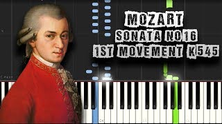 Mozart  Sonata No 16 1st Movement K 545  Piano Tutorial Synthesia Download MIDI [upl. by Aseel850]