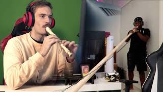 Pewds attempts Mask off meme ft KSI Recorder vs Alphorn [upl. by Oniotna]