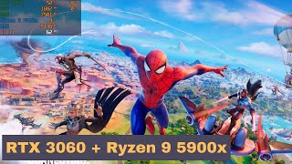 RTX 3060  Ryzen 9 5900x Fortnite Benchmark in 1080p Low Medium and Epic settings [upl. by Klute438]