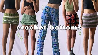 crochet bottoms 🌻  granny square pants amp skirt  more skirts [upl. by Beker]