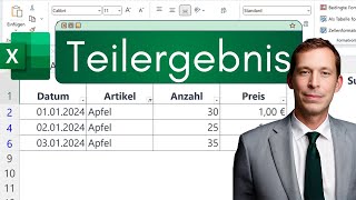 Excel Teilergebnis Sichtbare Zeilen summieren in Excel [upl. by Assiroc]