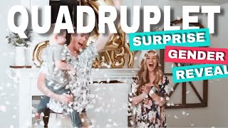 SURPRISE QUADRUPLET ANNOUNCEMENT AT GENDER REVEAL PARTY [upl. by Aicnatsnoc]