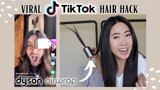 Testing Viral TikTok Hair Hack Using The Dyson Airwrap  Low Heat Straightening [upl. by Vastah]