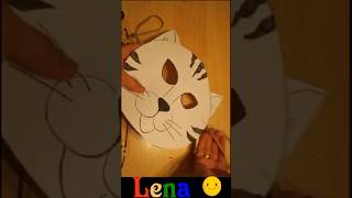 Katzen Maske basteln mit Lena 😺 cat mask DIY animal face mask ✂ Katze zeichnen 😺 маска кошки ✍️ [upl. by Thera]