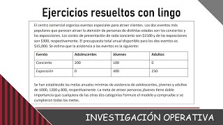 Ejercicios Investigación Operativa en Lingo 22 Programación por metas [upl. by Eseilana483]