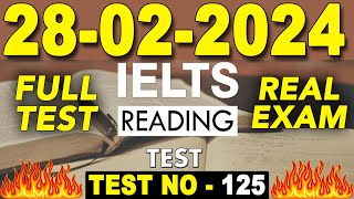 IELTS Reading Test 2024 with Answers  28022024  TEST NO  125 [upl. by Lussier364]