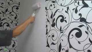 ПОКРАСКА ОБОЕВ  Ремонт  How to paint the wallpaper  Repair in the house [upl. by Noelani]