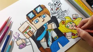 Drawing  DanTDM DrTrayaurus Grim amp Jemma [upl. by Alad954]