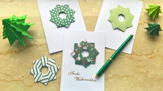 DIY Weihnachtskarte mit Origami Weihnachtsstern 🎄  Einfach Weihnachtskarten basteln [upl. by Duwalt]