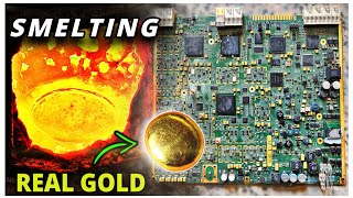 Smelting Telecommunication PCBs for gold  15 kg PCBs [upl. by Akemej]