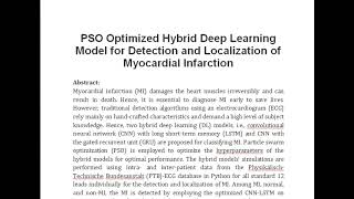 PSO Optimized Hybrid Deep Learning Model for Detection and Localization of Myocardial Infarction [upl. by Aynnek]