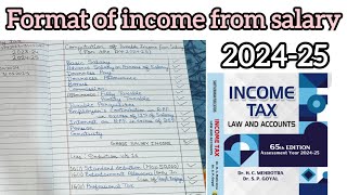 INCOME FROM SALARY  FORMAT  INTRODUCTION  INCOME TAX  202425 [upl. by Trust]