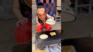 Handsome Little Boy Making Fresh Egg Dropping From Roof shorts funny cooking [upl. by Converse]