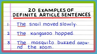 DEFINITE ARTICLE SENTENCE  5  10  20 DEFINITE ARTICLE EXAMPLES IN SENTENCES  in English Grammar [upl. by Derinna]