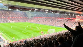 INSANE ATMOSPHERE AT ANFIELD KOP  MO SALAH STUNNER TO COMEBACK  LIVERPOOL 21 BRIGHTON  2112024 [upl. by Anura]