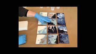 Fluid Fridays Ceramic Tile Coaster Acrylic Pour Painting [upl. by Barsky260]