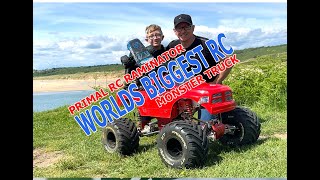 WORLDS BIGGEST GAS RC MONSTER TRUCK  Primal RC Raminator Our first test runs [upl. by Lednek]