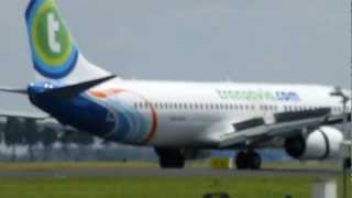 Transavia flyDubai colors B737800 Landing in AmsterdamSchiphol [upl. by Nirraj]