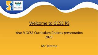 GCSE RS Curriculum Choices 2023 Presentation [upl. by Wheeler]