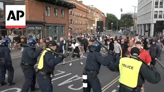 Farright activists clash with police as violent protests erupt across UK [upl. by Nagiem]