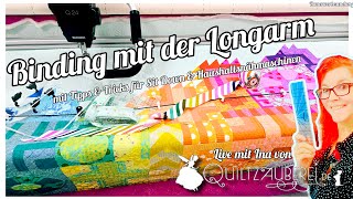 🧵Binding Schrägband mit Rulerwork annähen 🦋 Tula Pink Butterfly Quilt 🌈 mit BERNINA QSerie Longarm [upl. by Acisset]