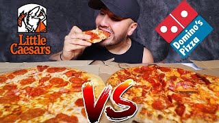 Little Caesars vs Dominos Pizza MUKBANG • Battle Of the Pizzas [upl. by Kalie]