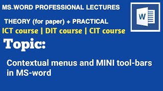 contextual menus and mini tool bar in ms word [upl. by Esiled]