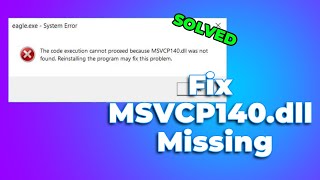 SOLVED MSVCP140dll Missing or Not Found ❌ In Windows 1110 2024 Full Guide✔️ [upl. by Eibo]