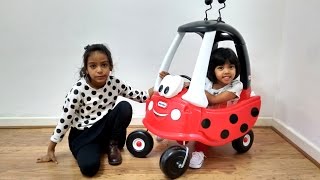 Ladybird Cozy Coupe Ride On  Surprise Toy Unboxing amp Playtime Ladybug Kids Fun Little Tikes [upl. by Lebasy]