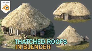 How To Create a Thatched Roof in Blender [upl. by Ardussi636]