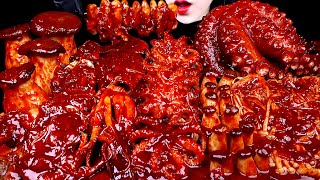 ASMR SPICY SEAFOOD SPICY ENOKI MUSHROOM OYSYER OCTOPUS SQUID CRAB SHRIMP 해물찜 팽이버섯 먹방 MUKBANG [upl. by Ellingston92]