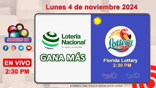 Lotería Nacional Gana Más y Florida Lottery en VIVO │Lunes 4 de noviembre 2024 – 230 PM [upl. by Eilraep399]