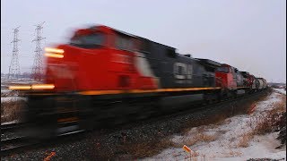 VERY FAST CN freight doing 68 MPH [upl. by Zetnas]