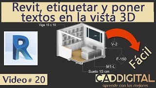 Revit etiquetar y poner textos en la vista 3D [upl. by Lemert]