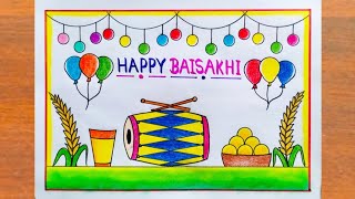 Baisakhi Festival Drawing Easy  Happy Baisakhi Poster Drawing Easy Steps  Baisakhi Drawing Easy [upl. by Virgin]